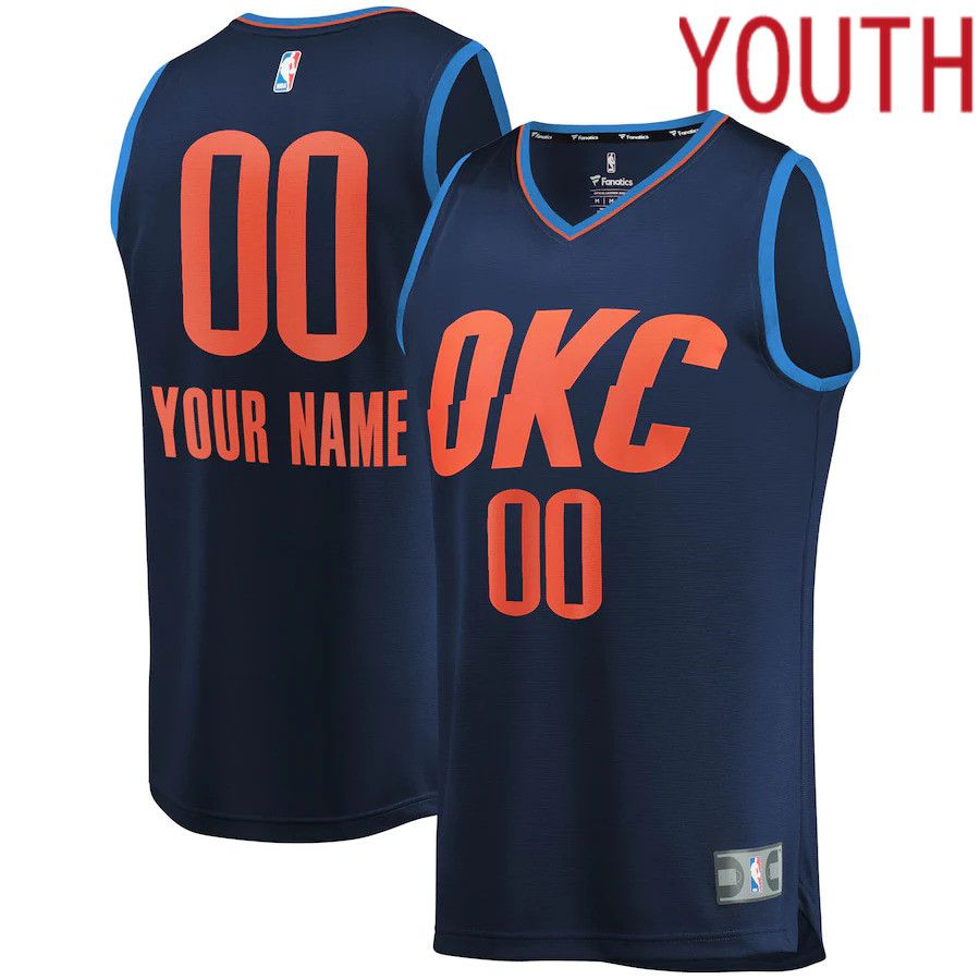 Youth Oklahoma City Thunder Fanatics Branded Navy Fast Break Replica Custom NBA Jersey->customized nba jersey->Custom Jersey